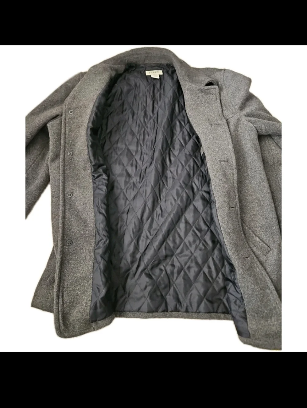 J.Crew Mens Wool Blend Gray Pea Coat  Classic Timeless Closet Staple Outerwear M